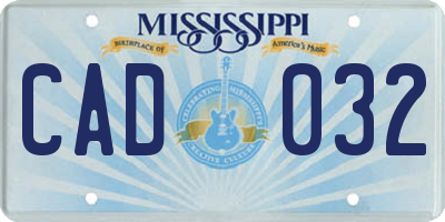 MS license plate CAD032