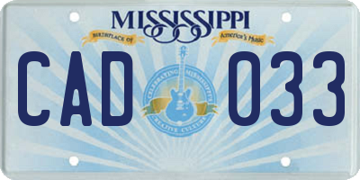 MS license plate CAD033