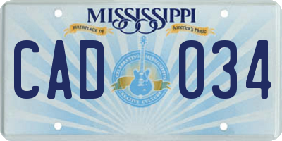 MS license plate CAD034