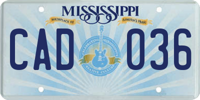 MS license plate CAD036