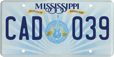 MS license plate CAD039