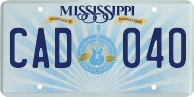 MS license plate CAD040
