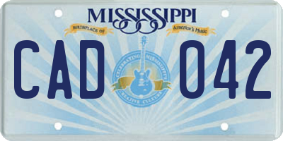 MS license plate CAD042