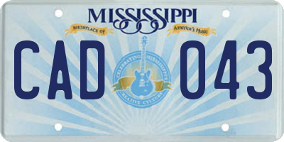 MS license plate CAD043