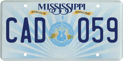 MS license plate CAD059
