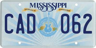 MS license plate CAD062