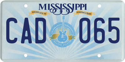 MS license plate CAD065