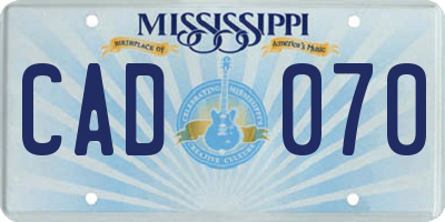 MS license plate CAD070