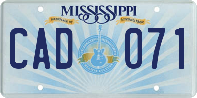 MS license plate CAD071