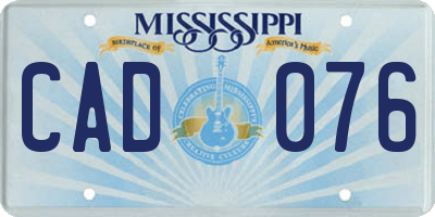 MS license plate CAD076