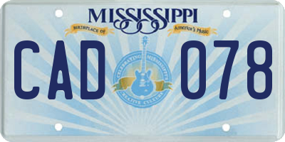 MS license plate CAD078