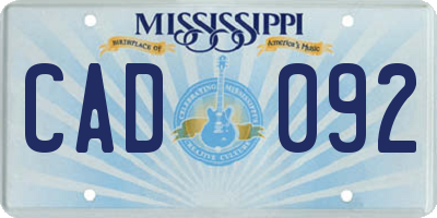 MS license plate CAD092