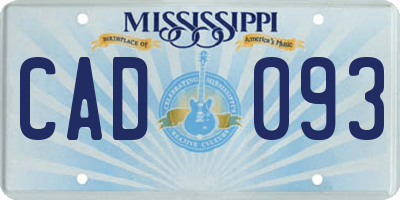 MS license plate CAD093