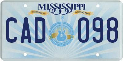 MS license plate CAD098