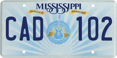 MS license plate CAD102