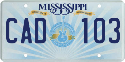 MS license plate CAD103