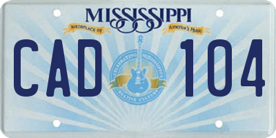 MS license plate CAD104