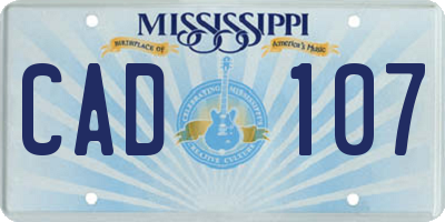 MS license plate CAD107