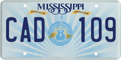 MS license plate CAD109