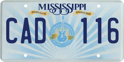 MS license plate CAD116