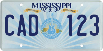 MS license plate CAD123