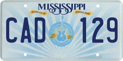 MS license plate CAD129