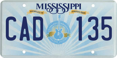 MS license plate CAD135