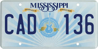 MS license plate CAD136