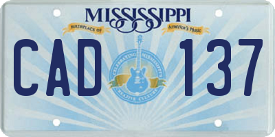MS license plate CAD137