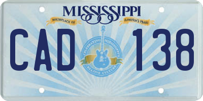 MS license plate CAD138