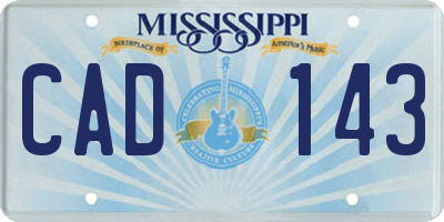 MS license plate CAD143