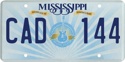 MS license plate CAD144