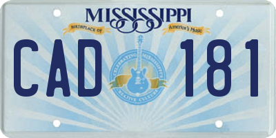 MS license plate CAD181