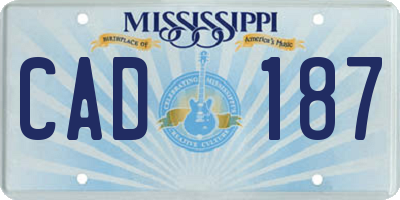 MS license plate CAD187