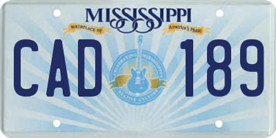 MS license plate CAD189
