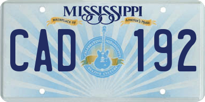 MS license plate CAD192
