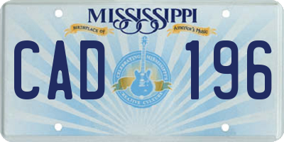 MS license plate CAD196