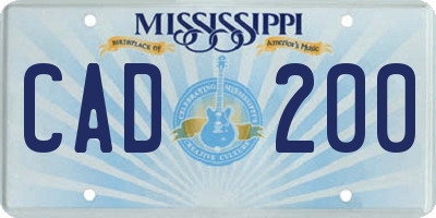 MS license plate CAD200