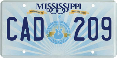 MS license plate CAD209