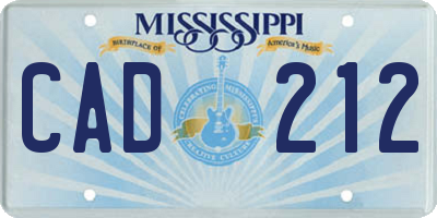MS license plate CAD212