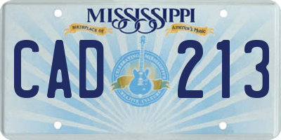 MS license plate CAD213