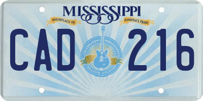 MS license plate CAD216