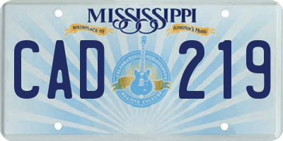 MS license plate CAD219