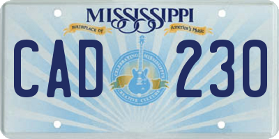 MS license plate CAD230