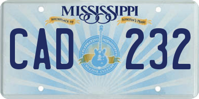 MS license plate CAD232