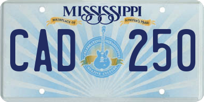 MS license plate CAD250