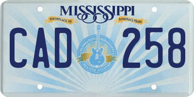 MS license plate CAD258