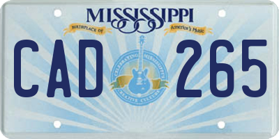 MS license plate CAD265