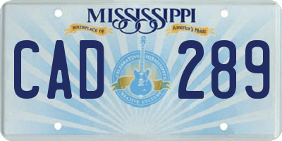 MS license plate CAD289