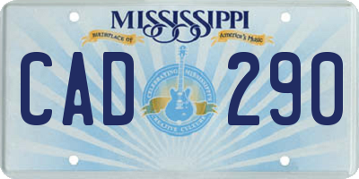 MS license plate CAD290